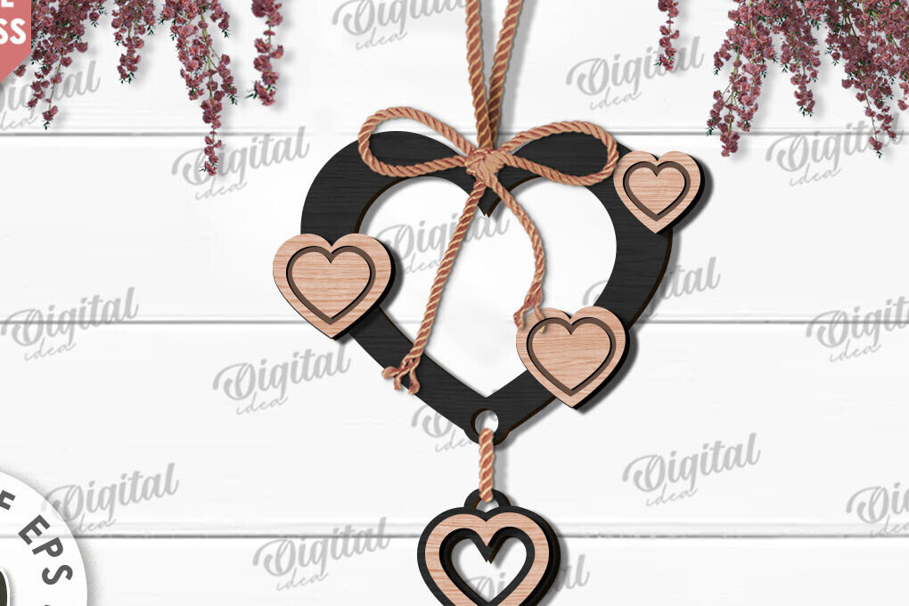 Σετ των 2 Intra απο ξύλο plywood 3mm-4mm πάχος – Κρεμαστό στολίδι Αγίου Βαλεντίνου Κόψιμο με λέιζερ Δίασταση  20x20 cm INTRAFABR-112121390