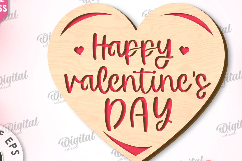 Σετ των 2 Intra απο ξύλο plywood 3mm-4mm πάχος –  κοπής με λέιζερ κάρτα καρδιάς του Αγίου Βαλεντίνου Δίασταση  20x20 cm INTRAFABR-111596728