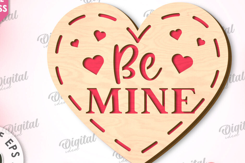 Σετ των 2 Intra απο ξύλο plywood 3mm-4mm πάχος –  κοπής με λέιζερ κάρτα καρδιάς του Αγίου Βαλεντίνου Δίασταση  20x20 cm INTRAFABR-111596757