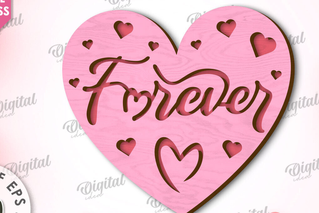 Σετ των 2 Intra απο ξύλο plywood 3mm-4mm πάχος –  κοπής με λέιζερ κάρτα καρδιάς του Αγίου Βαλεντίνου Δίασταση  20x20 cm INTRAFABR-111596808