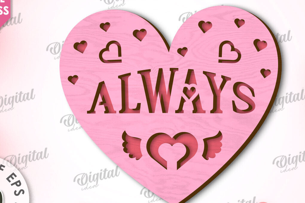 Σετ των 2 Intra απο ξύλο plywood 3mm-4mm πάχος –  κοπής με λέιζερ κάρτα καρδιάς του Αγίου Βαλεντίνου Δίασταση  20x20 cm INTRAFABR-111596698