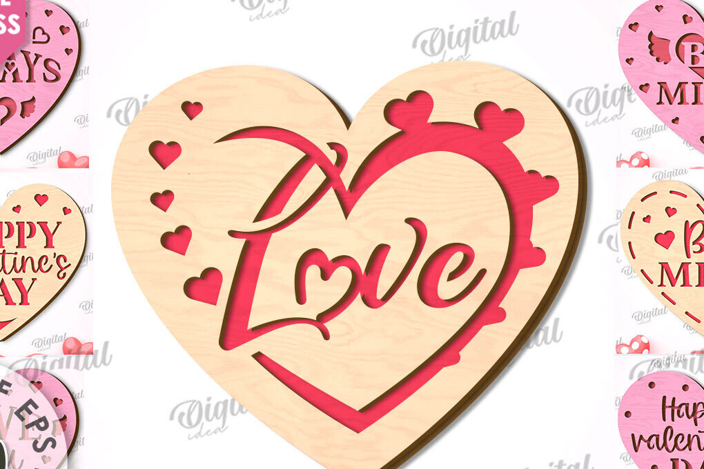 Σετ των 2 Intra απο ξύλο plywood 3mm-4mm πάχος – Πακέτο κοπής λέιζερ για κάρτες καρδιών του Αγίου Βαλεντίνου Δίασταση  20x20 cm INTRAFABR-111597806