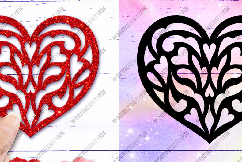 Σετ των 2 Intra απο ξύλο plywood 3mm-4mm πάχος – Καρδιά του Αγίου Βαλεντίνου, Heart Δίασταση  20x20 cm INTRAFABR-115437679