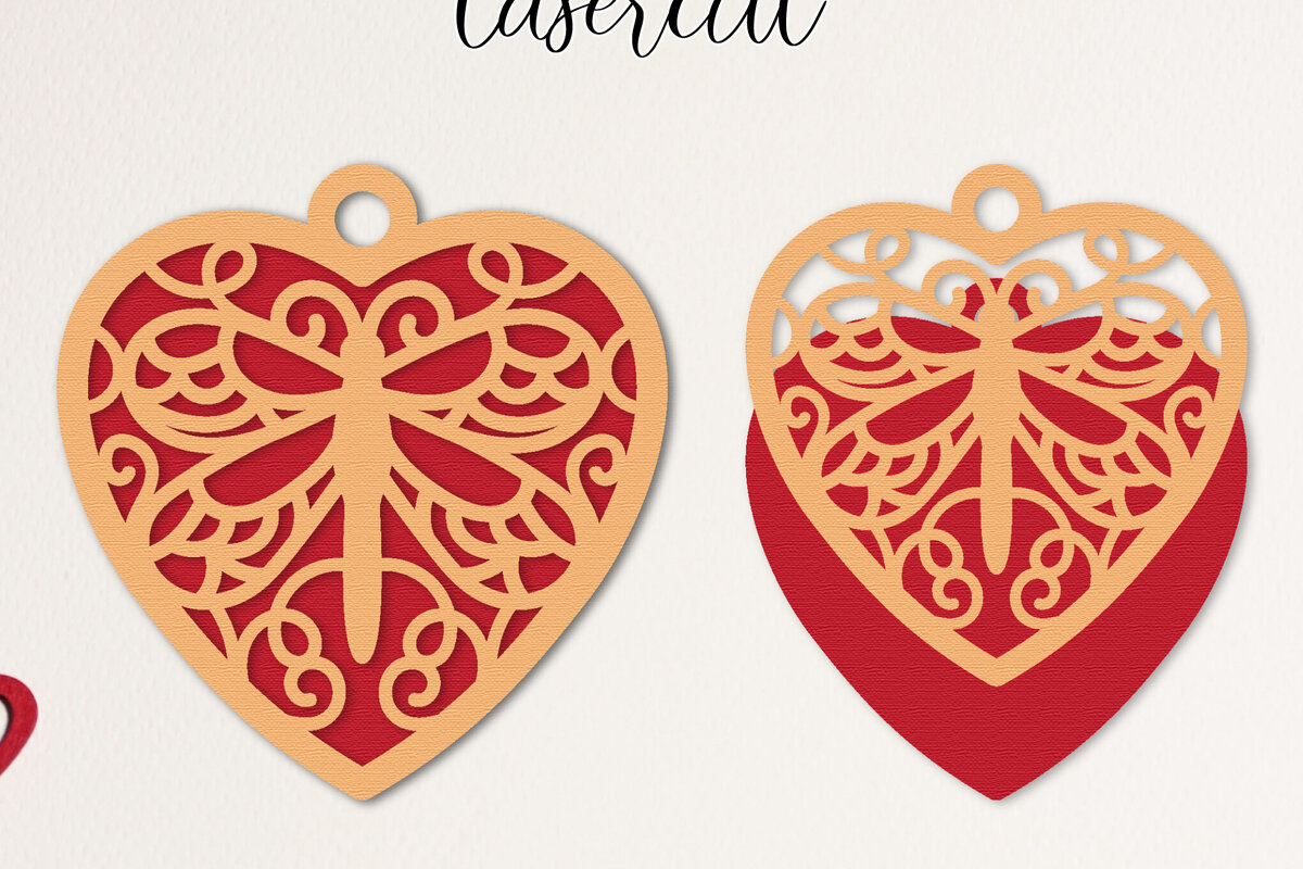 Σετ των 2 Intra απο ξύλο plywood 3mm-4mm πάχος – Κοπή με λέιζερ καρδιάς Αγίου Βαλεντίνου Δίασταση  20x20 cm INTRAFABR-113719181
