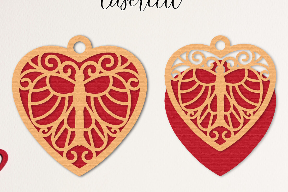 Σετ των 2 Intra απο ξύλο plywood 3mm-4mm πάχος – Κοπή με λέιζερ καρδιάς Αγίου Βαλεντίνου Δίασταση  20x20 cm INTRAFABR-113719281