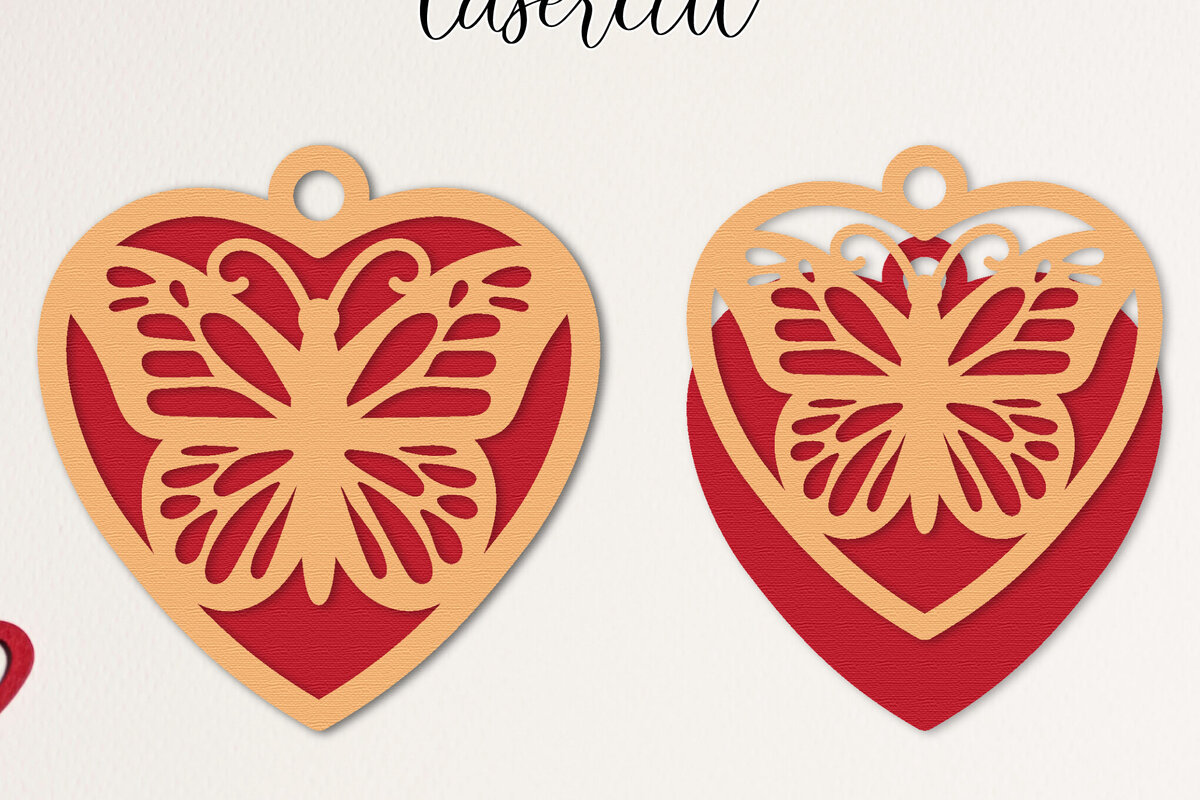 Σετ των 2 Intra απο ξύλο plywood 3mm-4mm πάχος – Κοπή με λέιζερ καρδιάς Αγίου Βαλεντίνου Δίασταση  20x20 cm INTRAFABR-113719381