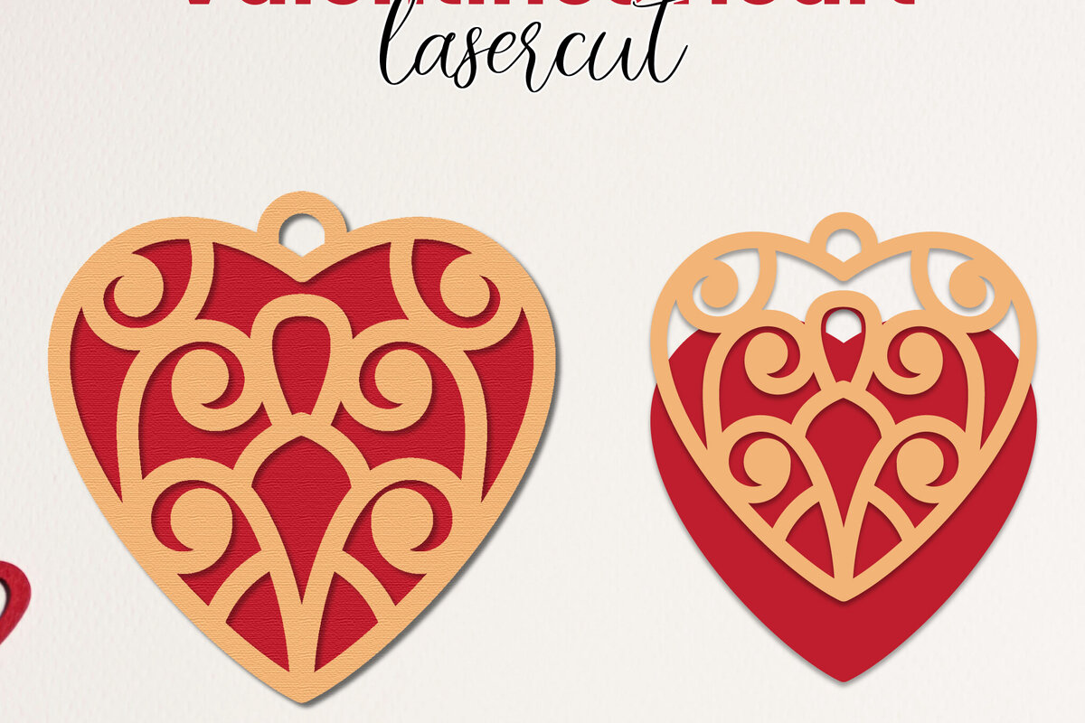 Σετ των 2 Intra απο ξύλο plywood 3mm-4mm πάχος – Κοπή με λέιζερ καρδιάς Αγίου Βαλεντίνου Δίασταση  20x20 cm INTRAFABR-113463653