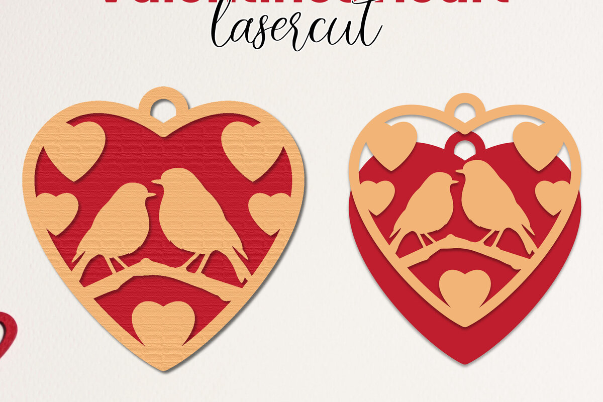 Σετ των 2 Intra απο ξύλο plywood 3mm-4mm πάχος – Κοπή με λέιζερ καρδιάς Αγίου Βαλεντίνου Δίασταση  20x20 cm INTRAFABR-113463728