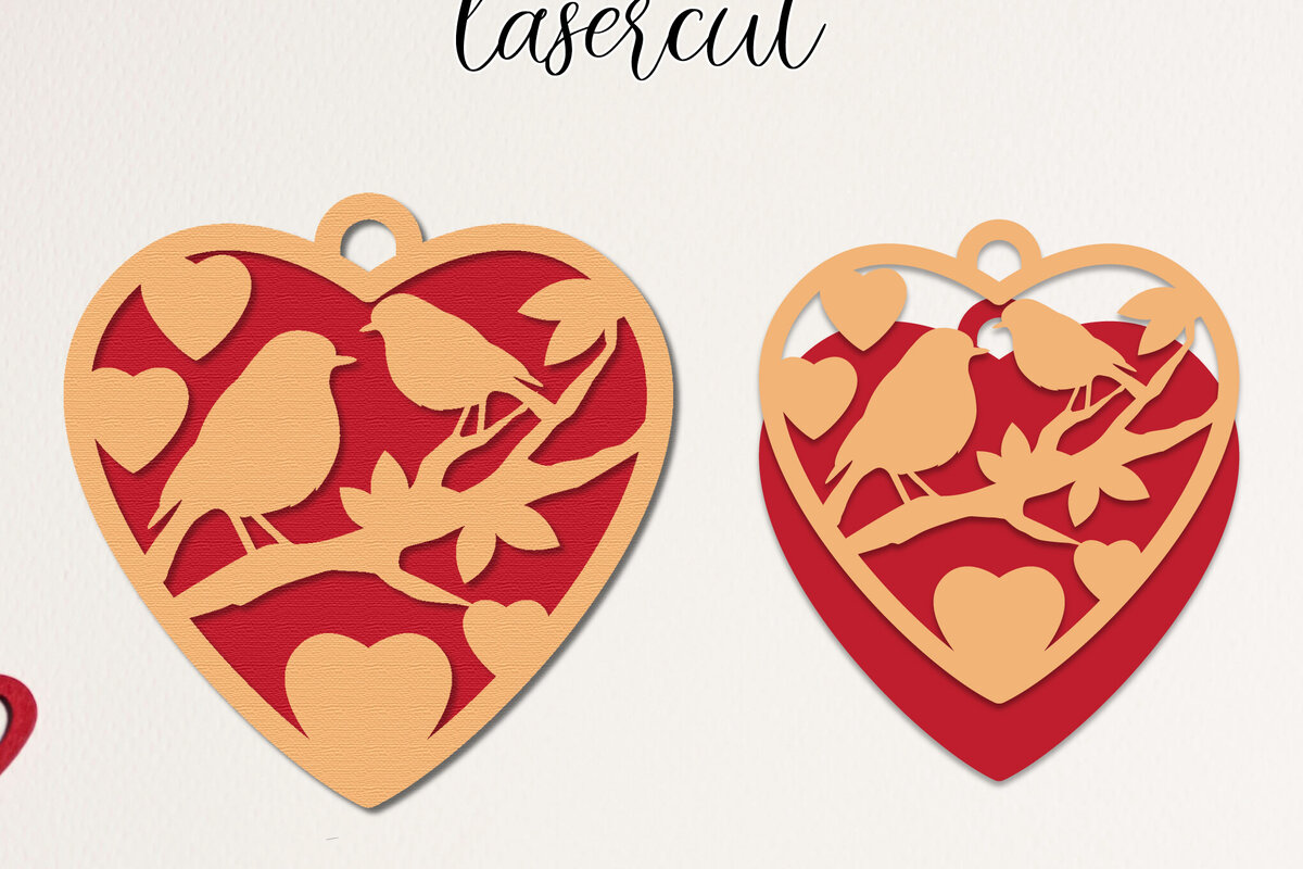 Σετ των 2 Intra απο ξύλο plywood 3mm-4mm πάχος – Κοπή με λέιζερ καρδιάς Αγίου Βαλεντίνου Δίασταση  20x20 cm INTRAFABR-113463801