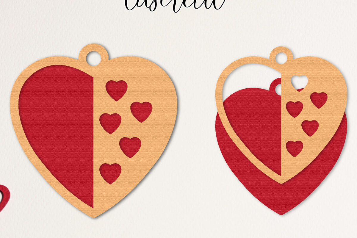 Σετ των 2 Intra απο ξύλο plywood 3mm-4mm πάχος – Κοπή με λέιζερ καρδιάς Αγίου Βαλεντίνου Δίασταση  20x20 cm INTRAFABR-113718981