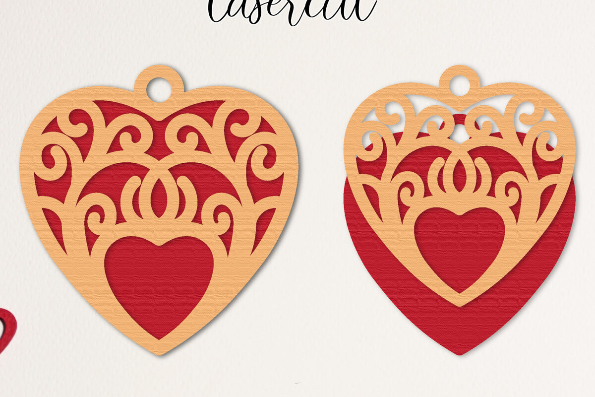 Σετ των 2 Intra απο ξύλο plywood 3mm-4mm πάχος – Κοπή με λέιζερ καρδιάς Αγίου Βαλεντίνου Δίασταση  20x20 cm INTRAFABR-113719107