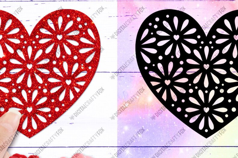 Σετ των 2 Intra απο ξύλο plywood 3mm-4mm πάχος – Κοπή λέιζερ Καρδιά του Αγίου Βαλεντίνου, Καρδιά λουλουδιών Δίασταση  20x20 cm INTRAFABR-115853556