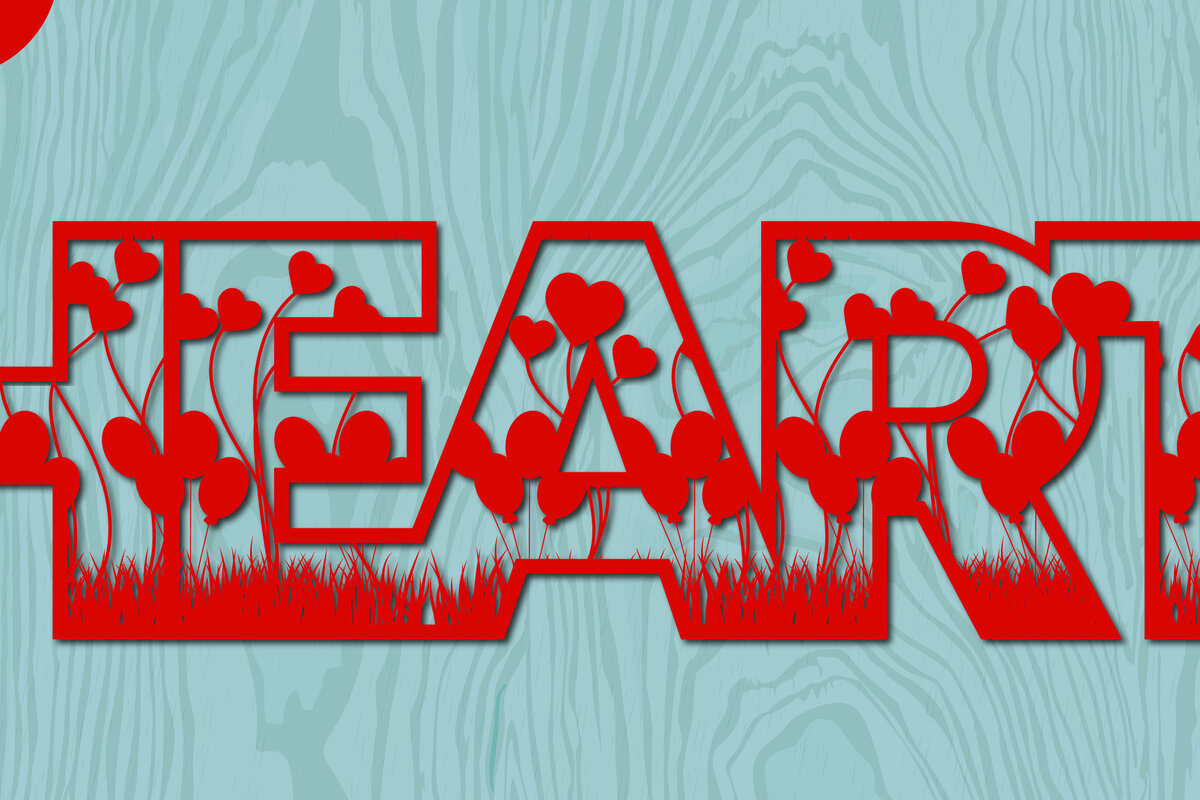 Σετ των 2 Intra απο ξύλο plywood 3mm-4mm πάχος – Αρχείο λέιζερ/χαρτί κοπής Valentine's Heart Δίασταση  20x20 cm INTRAFABR-22111975