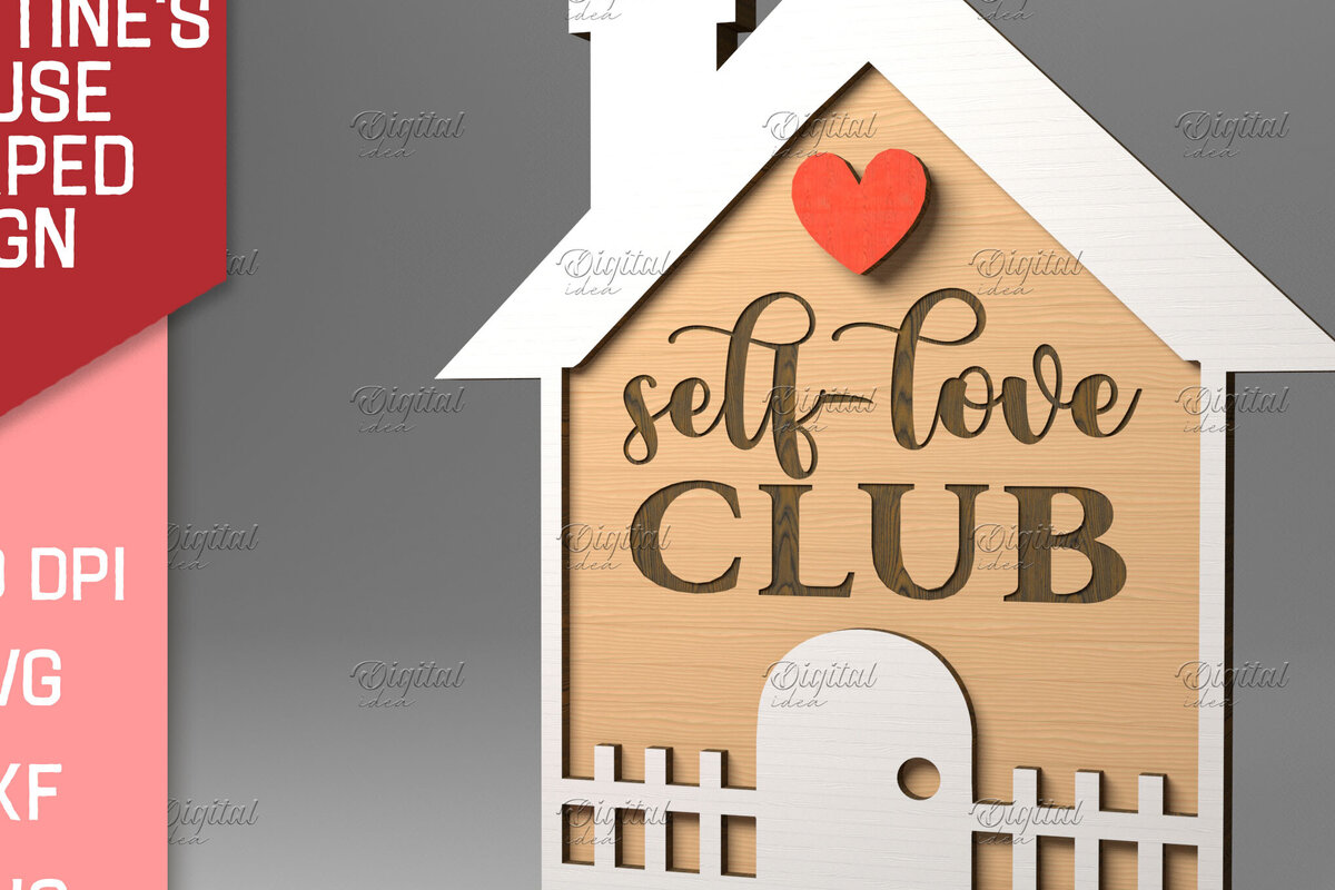 Σετ των 2 Intra απο ξύλο plywood 3mm-4mm πάχος – Σημάδι σε σχήμα σπιτιού του Αγίου Βαλεντίνου. Δίασταση  20x20 cm INTRAFABR-83373912