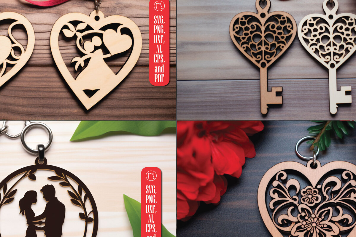 Σετ των 3 Intra απο ξύλο plywood 3mm-4mm πάχος – Μπρελόκ Αγίου Βαλεντίνου Design Δίασταση  5x5 cm INTRAFABR-85816403