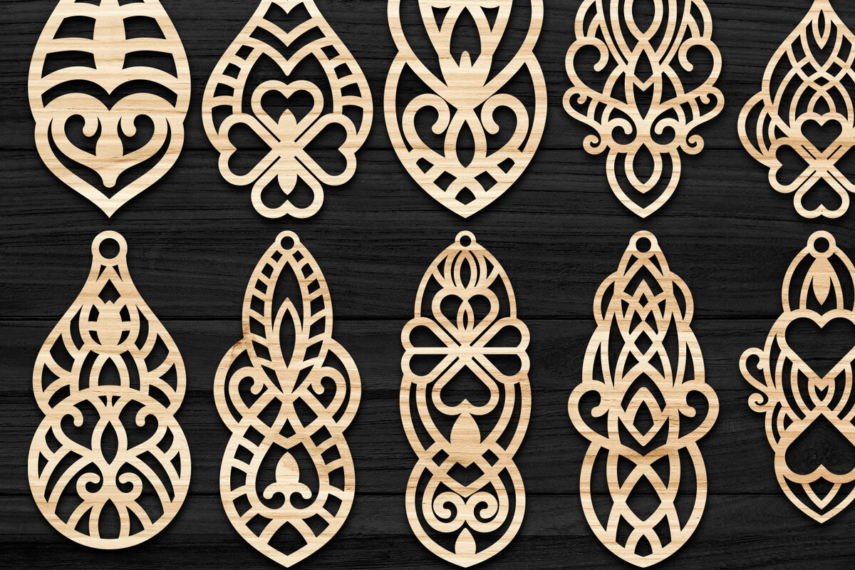 Σετ των 3 Intra απο ξύλο plywood 3mm-4mm πάχος – Σκουλαρίκια Valentine’s-02 Δίασταση  5x5 cm INTRAFABR-58240484