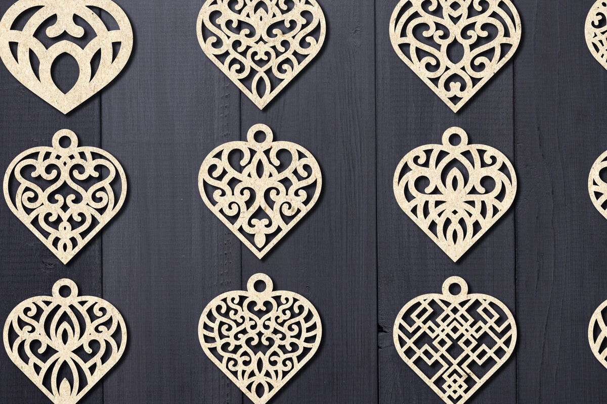 Σετ των 3 Intra απο ξύλο plywood 3mm-4mm πάχος – Σκουλαρίκια Valentine’s-06 Δίασταση  5x5 cm INTRAFABR-58671624