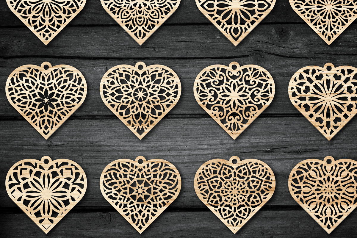 Intra απο ξύλο plywood 3mm-4mm πάχος – Σκουλαρίκια Valentine’s-12 Δίασταση  5x5 cm INTRAFABR-59307048