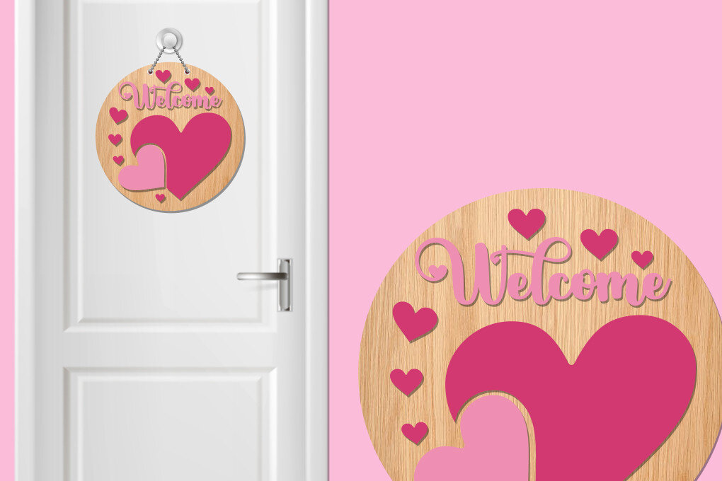 Σετ των 2 Intra απο ξύλο plywood 3mm-4mm πάχος – Πινακίδα πόρτας με στρώσεις Αγίου Βαλεντίνου Δίασταση  20x20 cm INTRAFABR-57478261