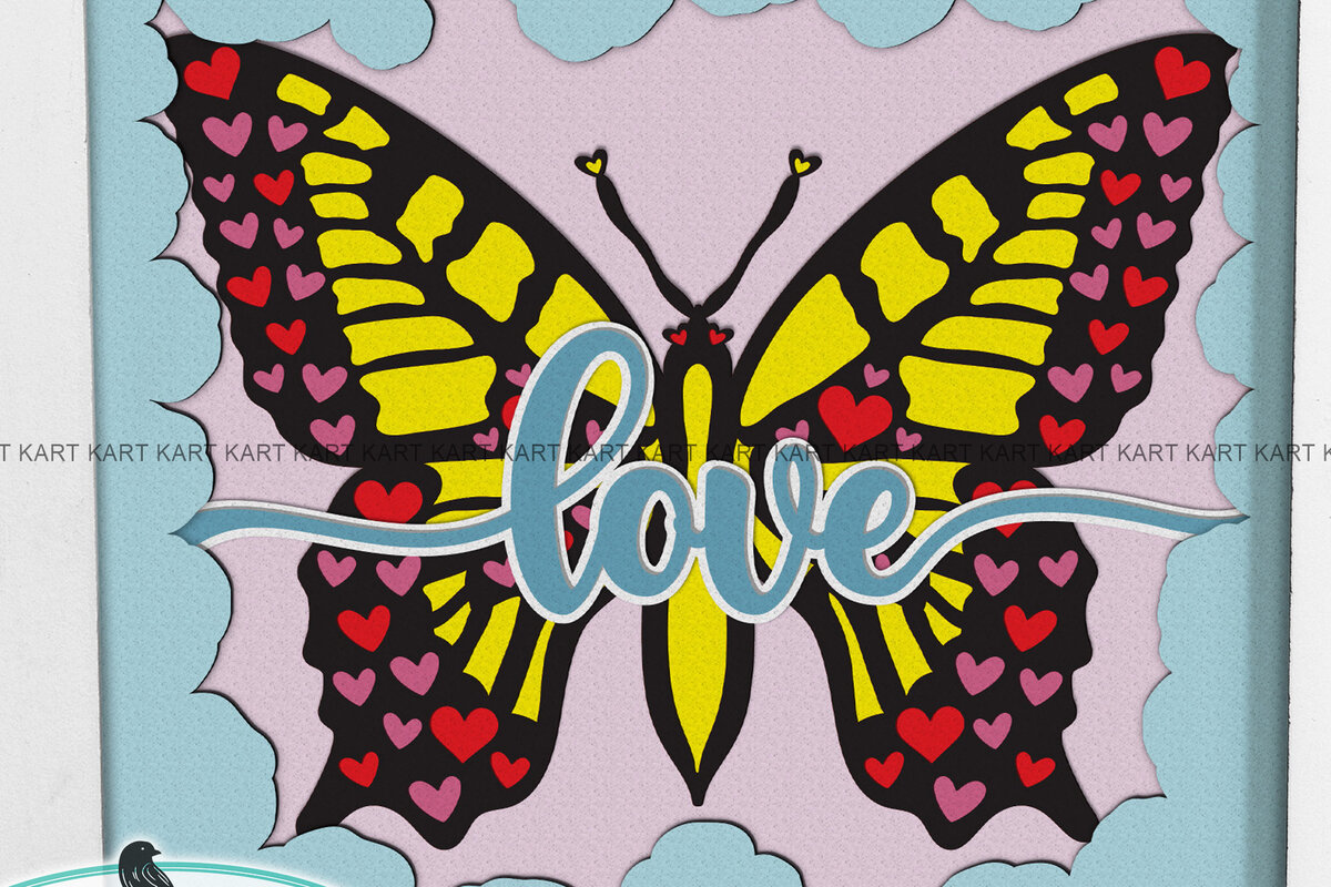 Σετ των 2 Intra απο ξύλο plywood 3mm-4mm πάχος – Αρχείο αποκοπής Valentines Love Shadow Box Δίασταση  20x20 cm INTRAFABR-53943501