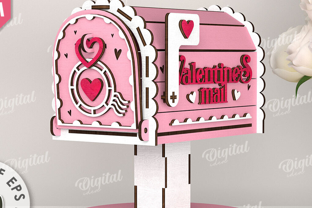 Σετ των 2 Intra απο ξύλο plywood 3mm-4mm πάχος – Κοπή λέιζερ γραμματοκιβωτίου του Αγίου Βαλεντίνου. Αγαπήστε το Δίασταση  20x20 cm INTRAFABR-112690270