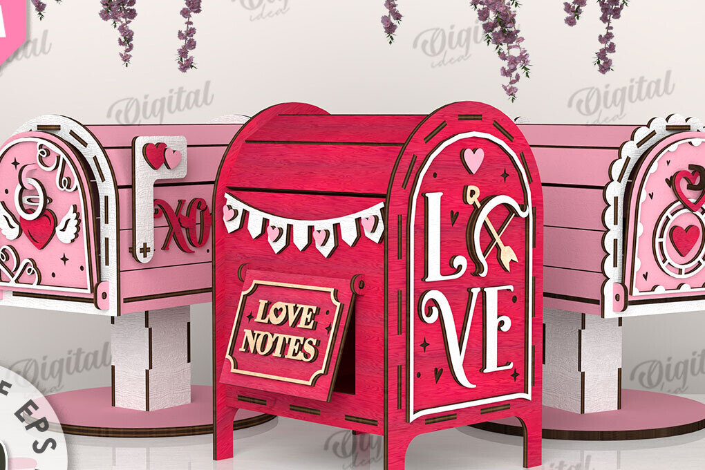 Σετ των 2 Intra απο ξύλο plywood 3mm-4mm πάχος – Πακέτο αποκοπής λέιζερ γραμματοκιβωτίων του Αγίου Βαλεντίνου Δίασταση  20x20 cm INTRAFABR-112859747