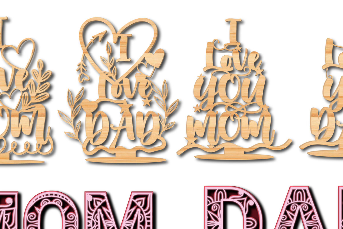 Σετ των 2 Intra απο ξύλο plywood 3mm-4mm πάχος – Χειροτεχνία με στολίδια για τη μαμά και τον μπαμπά του Αγίου Βαλεντίνου Δίασταση  20x20 cm INTRAFABR-21712030