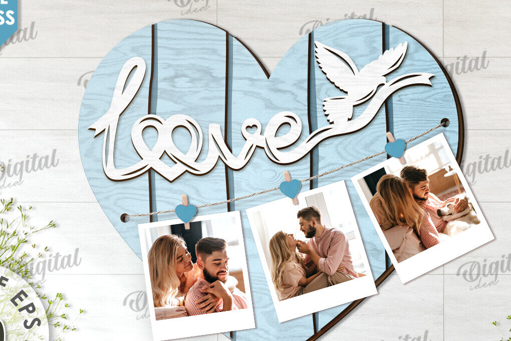 Intra απο ξύλο plywood 3mm-4mm πάχος – Αποκοπή με λέιζερ πίνακας προβολής φωτογραφιών Valentines Δίασταση  45x45 cm INTRAFABR-113927254