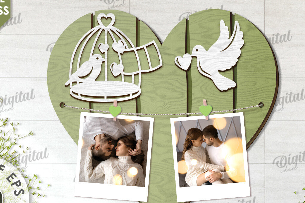 Intra απο ξύλο plywood 3mm-4mm πάχος – Αποκοπή με λέιζερ πίνακας προβολής φωτογραφιών Valentines Δίασταση  45x45 cm INTRAFABR-113927371