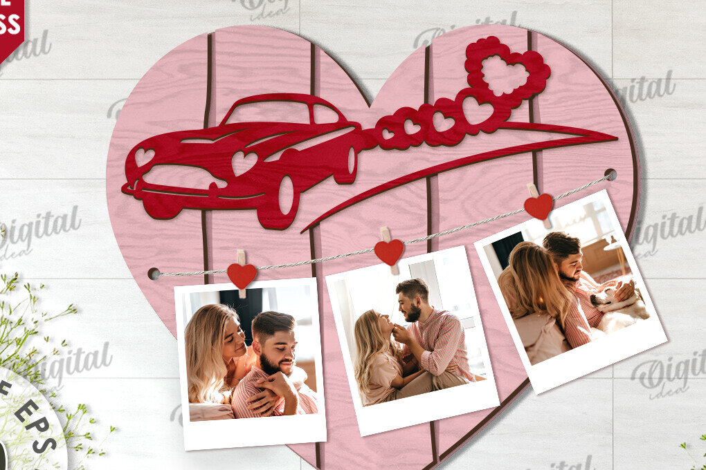 Intra απο ξύλο plywood 3mm-4mm πάχος – Αποκοπή με λέιζερ πίνακας προβολής φωτογραφιών Valentines Δίασταση  45x45 cm INTRAFABR-113927437