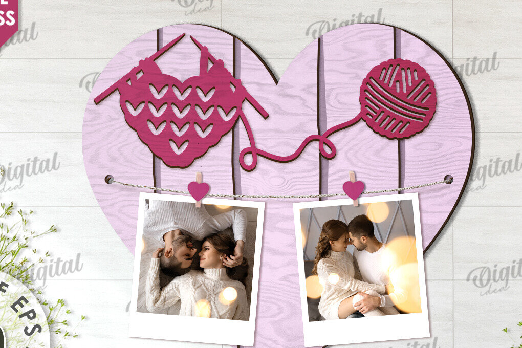 Intra απο ξύλο plywood 3mm-4mm πάχος – Αποκοπή με λέιζερ πίνακας προβολής φωτογραφιών Valentines Δίασταση  45x45 cm INTRAFABR-113927495