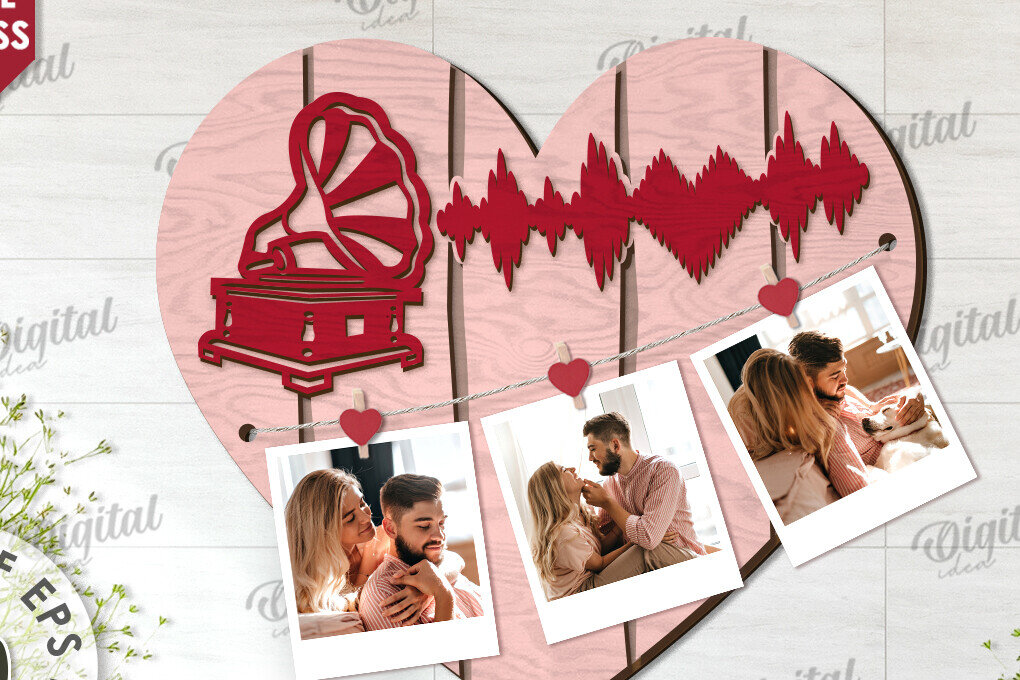 Intra απο ξύλο plywood 3mm-4mm πάχος – Αποκοπή με λέιζερ πίνακας προβολής φωτογραφιών Valentines Δίασταση  45x45 cm INTRAFABR-113927085