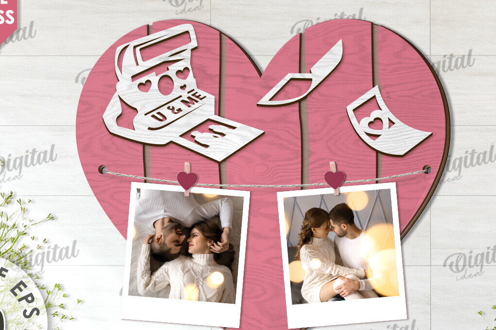 Σετ των 2 Intra απο ξύλο plywood 3mm-4mm πάχος – Valentines Photo Display Board LaserCut Δίασταση  20x20 cm INTRAFABR-113927120