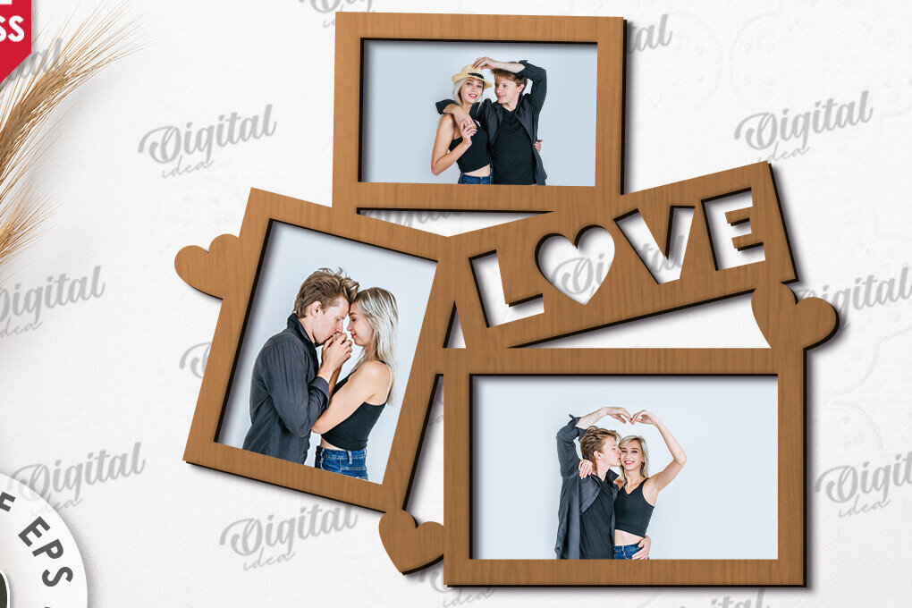 Σετ των 2 Intra απο ξύλο plywood 3mm-4mm πάχος – Κορνίζα Αγίου Βαλεντίνου Δίασταση  20x20 cm INTRAFABR-114509555