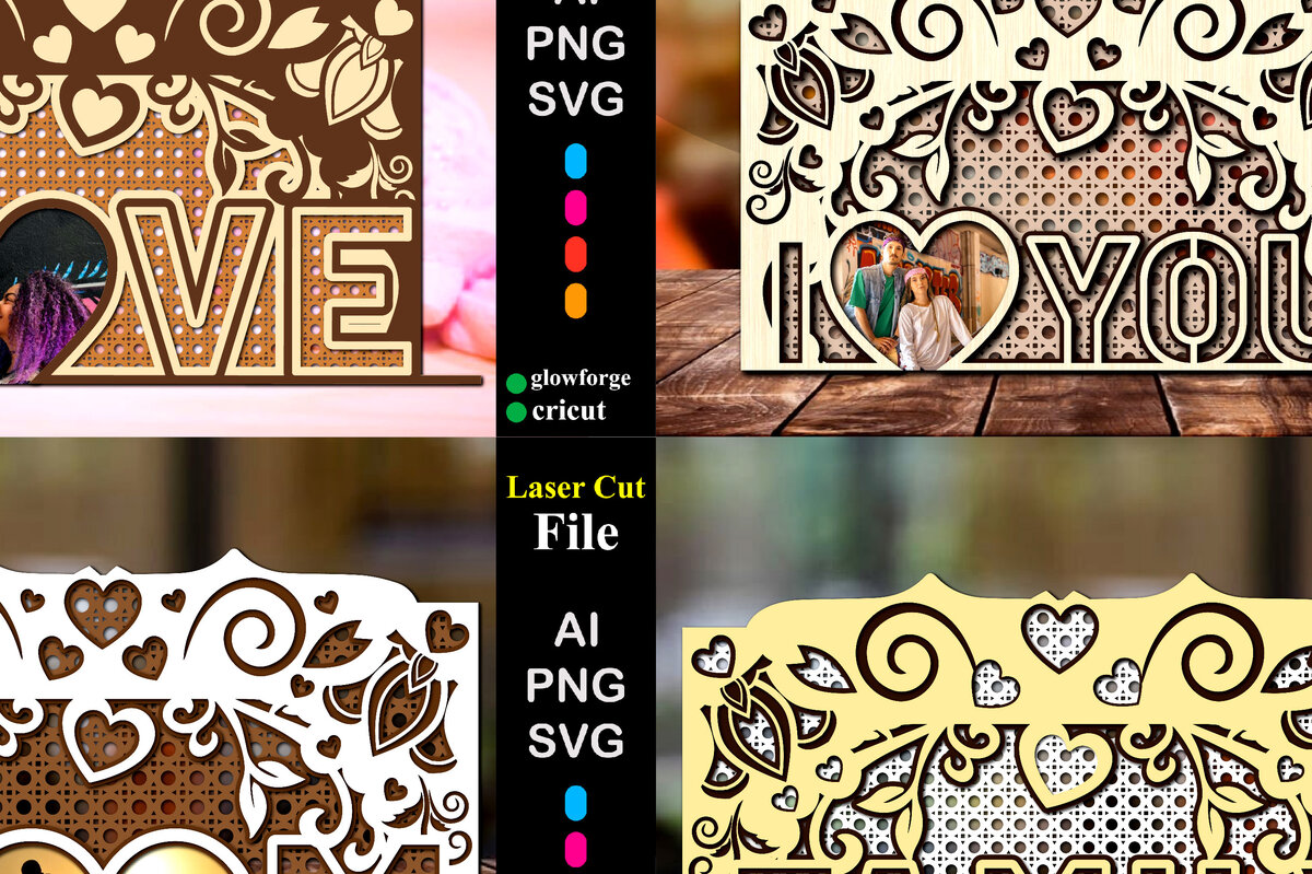 Σετ των 2 Intra απο ξύλο plywood 3mm-4mm πάχος – Πακέτο κοπής με λέιζερ για κορνίζα Αγίου Βαλεντίνου Δίασταση  20x20 cm INTRAFABR-58736435