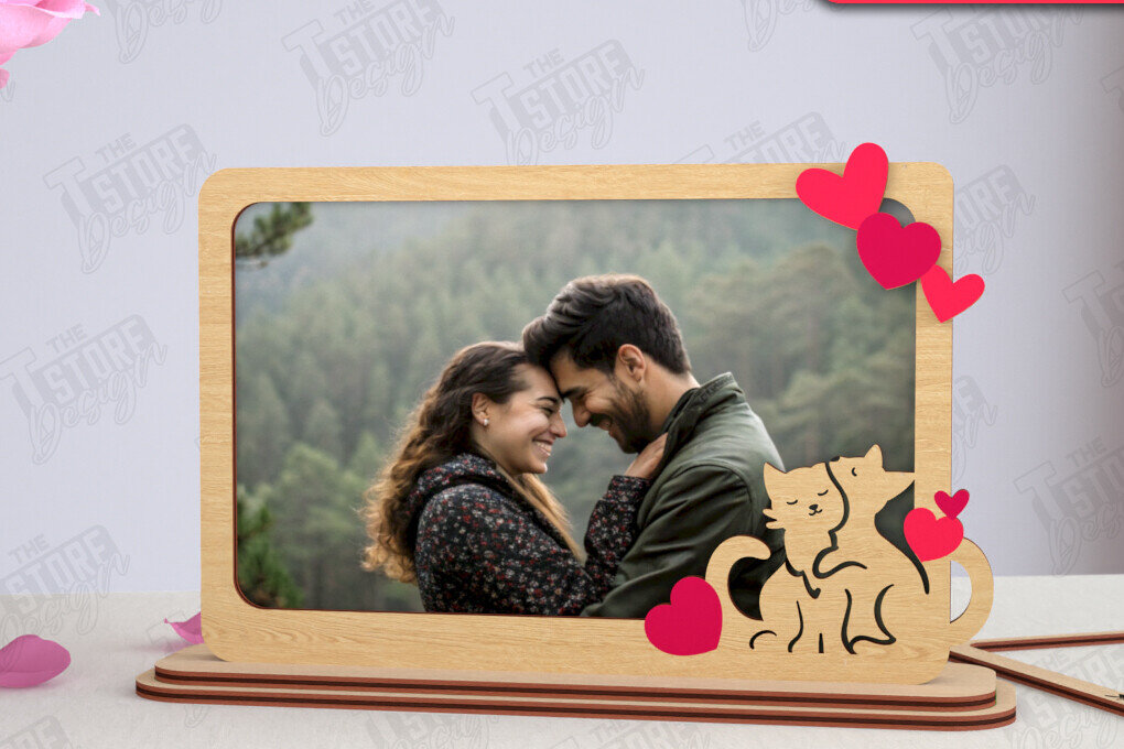 Σετ των 2 Intra απο ξύλο plywood 3mm-4mm πάχος – Κορνίζα του Αγίου Βαλεντίνου | Ρομαντικό δώρο Δίασταση  20x20 cm INTRAFABR-115367810