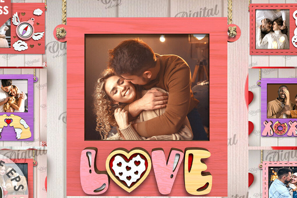 Σετ των 2 Intra απο ξύλο plywood 3mm-4mm πάχος – Πακέτο LaserCut Κορνίζες Αγίου Βαλεντίνου Δίασταση  20x20 cm INTRAFABR-110248384