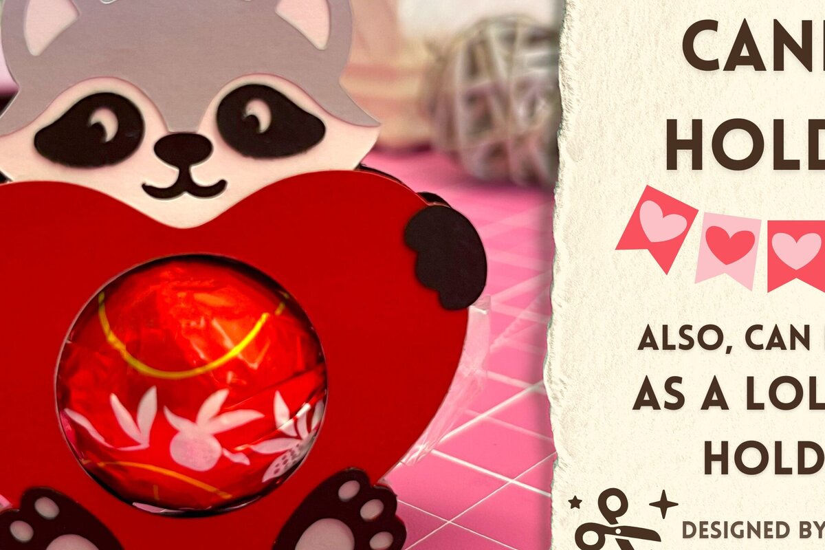 Σετ των 2 Intra απο ξύλο plywood 3mm-4mm πάχος – Valentines Raccoon Candy Holder Δίασταση  20x20 cm INTRAFABR-90974995