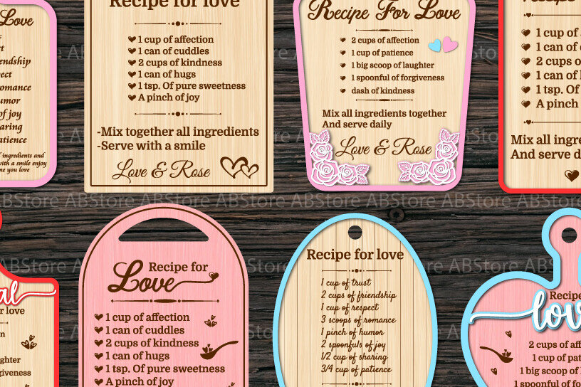 Σετ των 2 Intra απο ξύλο plywood 3mm-4mm πάχος – Valentines Recipe Cutting Board Vol.02 Δίασταση  20x20 cm INTRAFABR-111092060