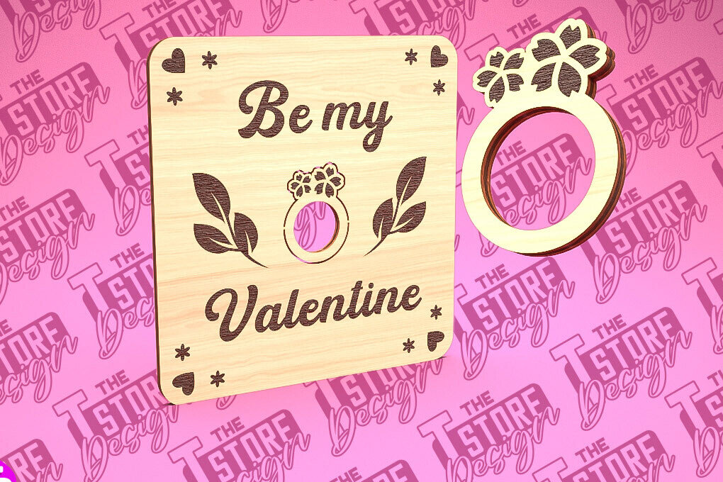 Σετ των 2 Intra απο ξύλο plywood 3mm-4mm πάχος – Δαχτυλίδι του Αγίου Βαλεντίνου | CNC Δίασταση  20x20 cm INTRAFABR-89399421