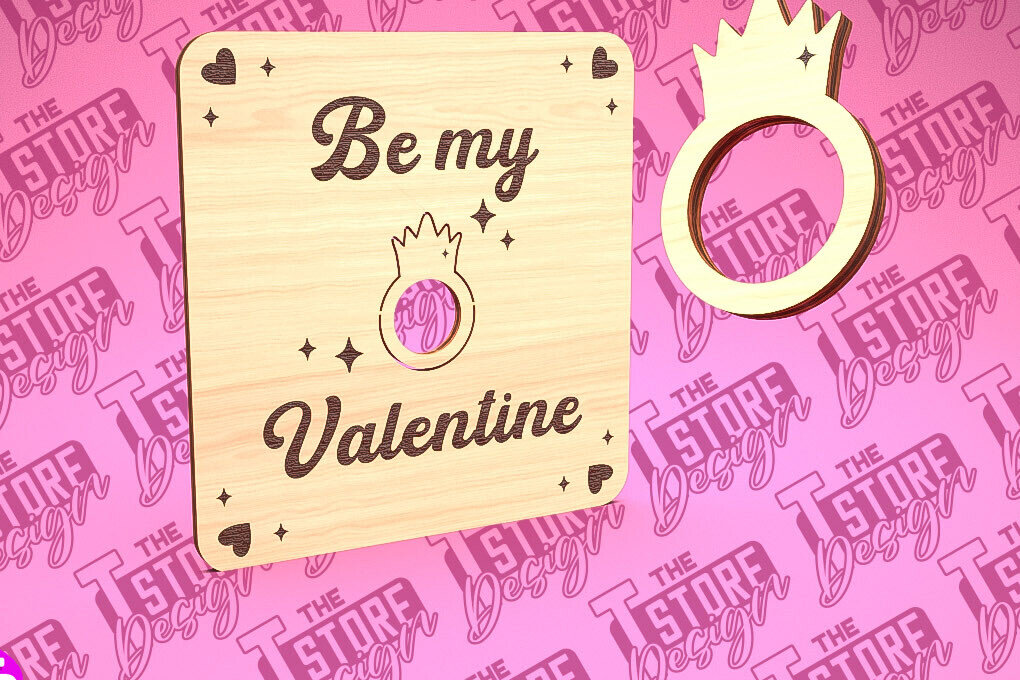 Σετ των 2 Intra απο ξύλο plywood 3mm-4mm πάχος – Δαχτυλίδι του Αγίου Βαλεντίνου | CNC Δίασταση  20x20 cm INTRAFABR-89399447