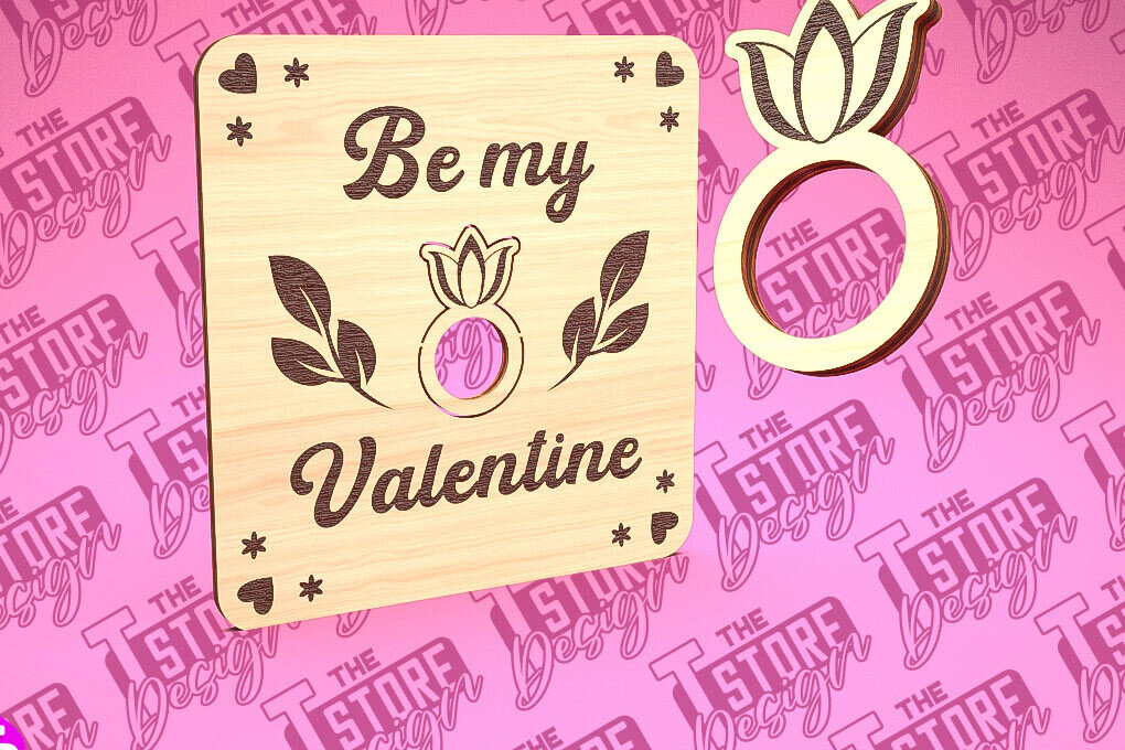 Σετ των 2 Intra απο ξύλο plywood 3mm-4mm πάχος – Δαχτυλίδι του Αγίου Βαλεντίνου | CNC Δίασταση  20x20 cm INTRAFABR-89399511