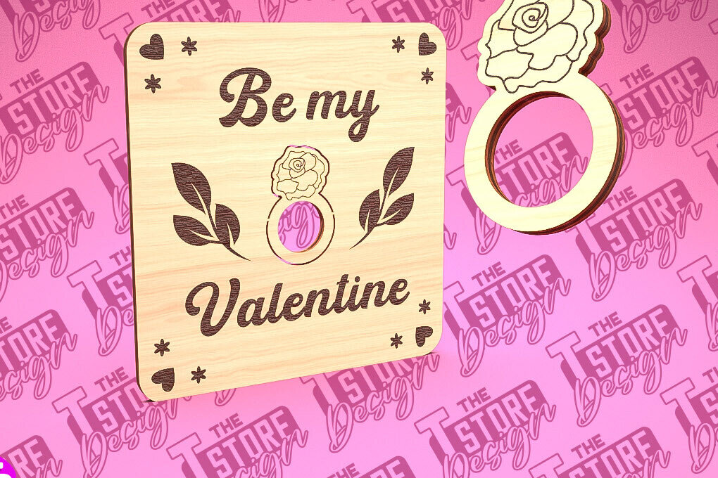 Σετ των 2 Intra απο ξύλο plywood 3mm-4mm πάχος – Δαχτυλίδι του Αγίου Βαλεντίνου | CNC Δίασταση  20x20 cm INTRAFABR-89399532