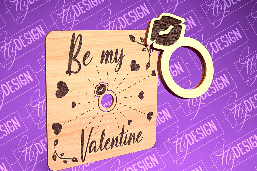 Σετ των 2 Intra απο ξύλο plywood 3mm-4mm πάχος – Δαχτυλίδι του Αγίου Βαλεντίνου | CNC Δίασταση  20x20 cm INTRAFABR-89200995