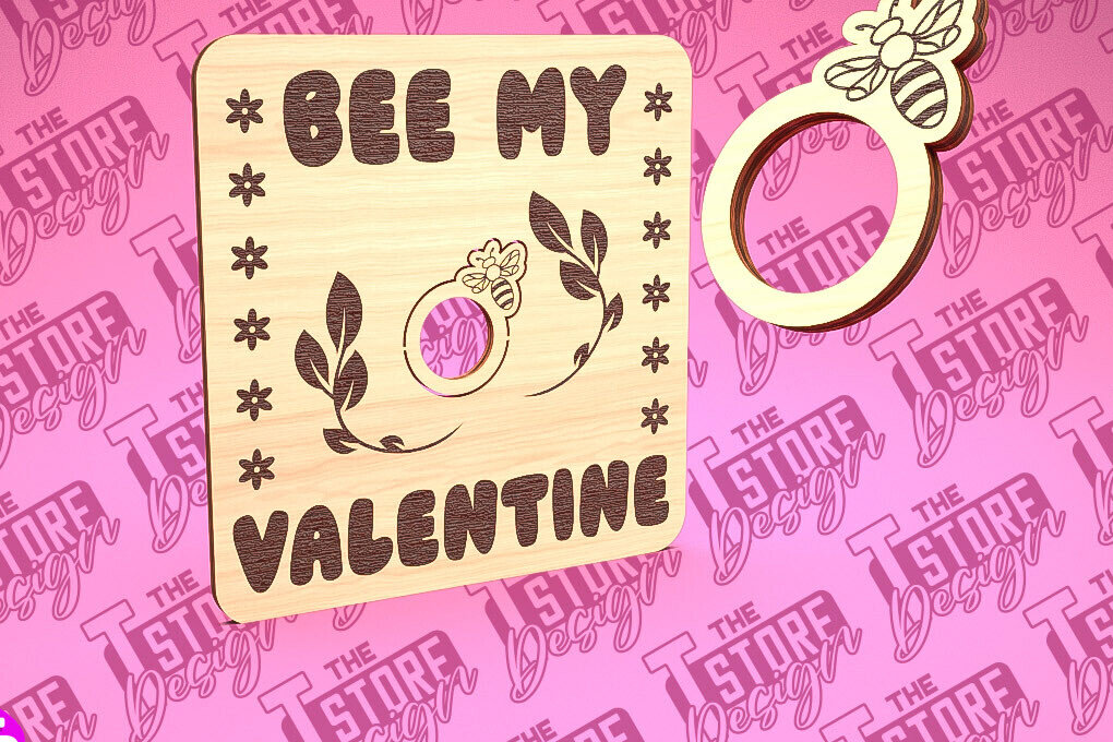 Σετ των 2 Intra απο ξύλο plywood 3mm-4mm πάχος – Δαχτυλίδι του Αγίου Βαλεντίνου | CNC Δίασταση  20x20 cm INTRAFABR-89399557