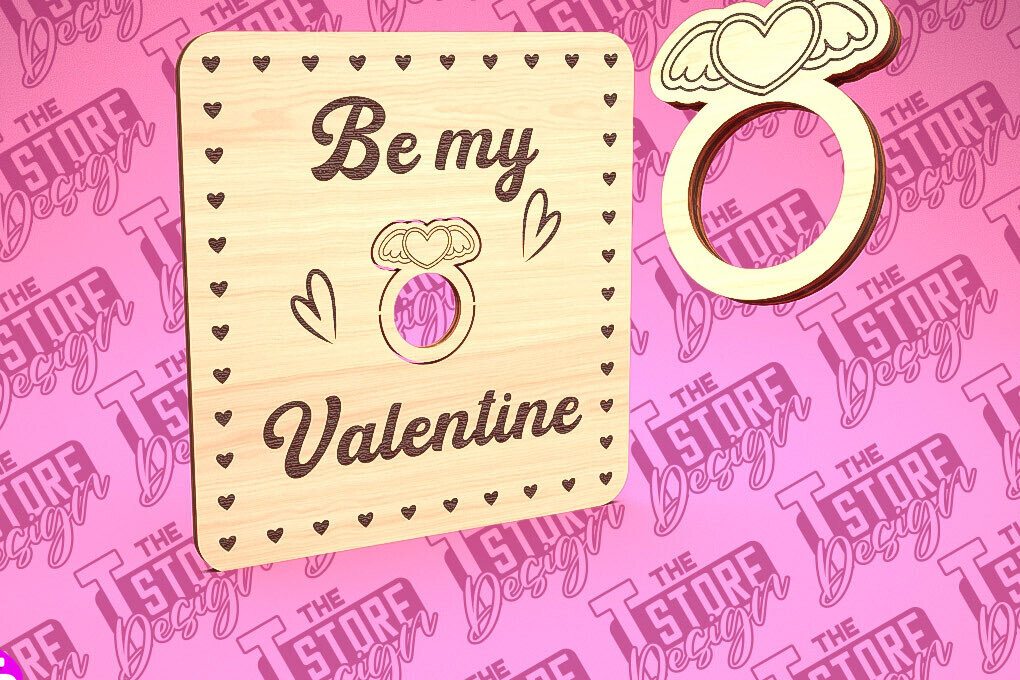 Σετ των 2 Intra απο ξύλο plywood 3mm-4mm πάχος – Δαχτυλίδι του Αγίου Βαλεντίνου | CNC Δίασταση  20x20 cm INTRAFABR-89399607