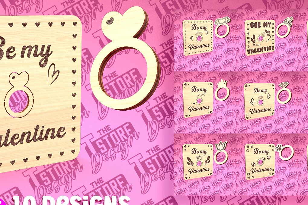 Σετ των 2 Intra απο ξύλο plywood 3mm-4mm πάχος – Δαχτυλίδι του Αγίου Βαλεντίνου | CNC Δίασταση  20x20 cm INTRAFABR-89399643