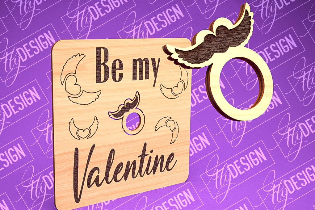 Σετ των 2 Intra απο ξύλο plywood 3mm-4mm πάχος – Δαχτυλίδι του Αγίου Βαλεντίνου | CNC Δίασταση  20x20 cm INTRAFABR-89201005