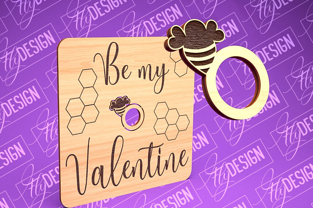 Σετ των 2 Intra απο ξύλο plywood 3mm-4mm πάχος – Δαχτυλίδι του Αγίου Βαλεντίνου | CNC Δίασταση  20x20 cm INTRAFABR-89201031