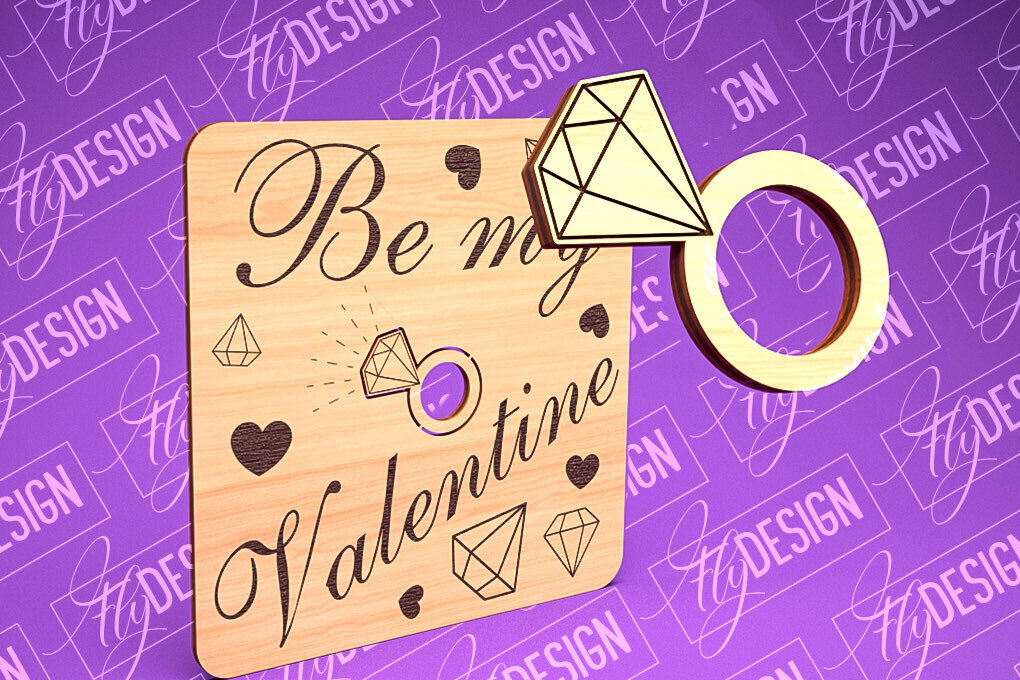 Σετ των 2 Intra απο ξύλο plywood 3mm-4mm πάχος – Δαχτυλίδι του Αγίου Βαλεντίνου | CNC Δίασταση  20x20 cm INTRAFABR-89201079